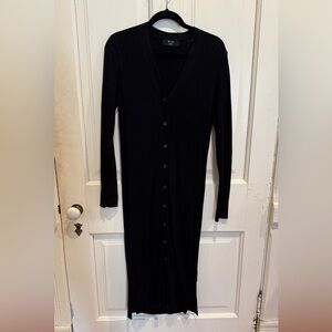 Brass Button-Up Sweater Dress